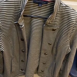 NWOT olive and white stripped knit blazer